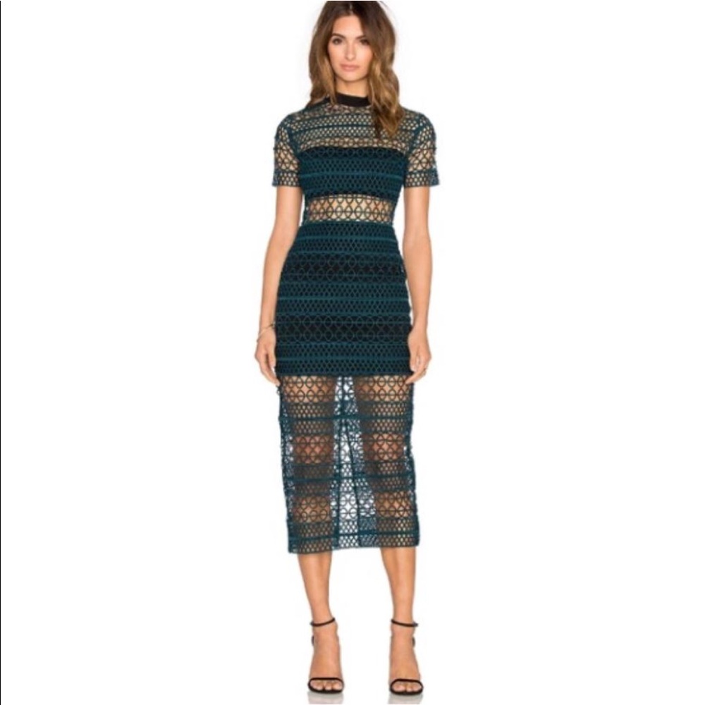 Self-portrait dark green and black night out dress